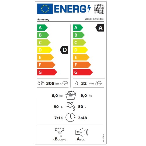 Samsung Πλυντήριο-Στεγνωτήριο WD90HG5U34BELE (9kg/6kg 1400rpm)