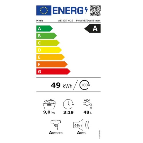 Miele Πλυντήριο Ρούχων WEI895 WCS PWash&TDos&Steam 9kg 1600 Στροφών