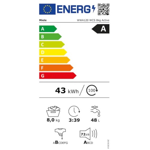 Miele Πλυντήριο Ρούχων WWA120 WCS Active 8kg 1400 Στροφών
