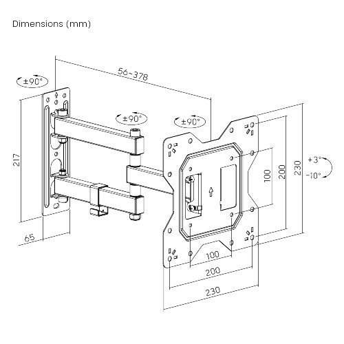 Powertech Βάση TV Τοίχου PT-1129 23''-43''