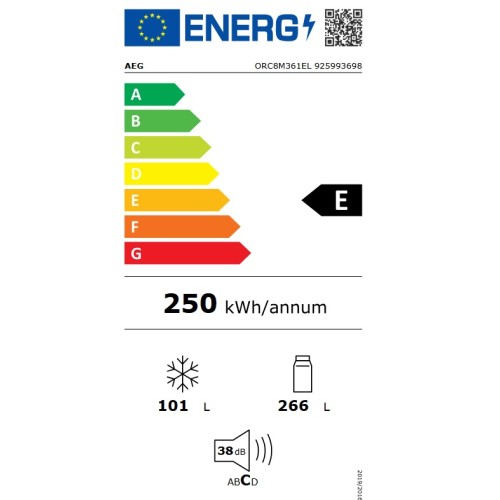 AEG Ψυγειοκαταψύκτης ORC8M361EL 366Lt No Frost Υ201xΠ59,5xΒ65εκ.