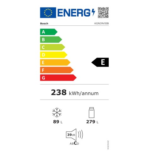 Bosch Ψυγειοκαταψύκτης KGN39VIEB 368lt Total NoFrost Υ203xΠ60xΒ66εκ.