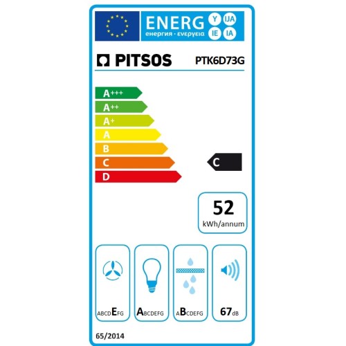 Pitsos Απορροφητήρας Τζάκι PTK6D73G 60cm Metal Look