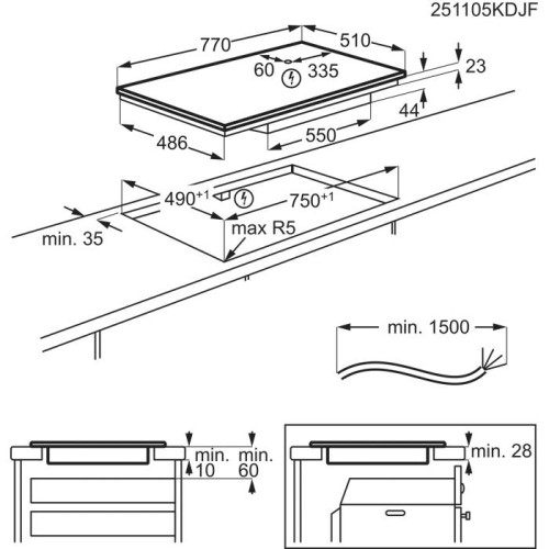 AEG Αυτόνομη Επαγωγική Εστία TH85IM30FB 80cm