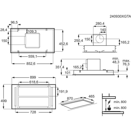 AEG Απορροφητήρας Οροφής NDC7791SB 90cm