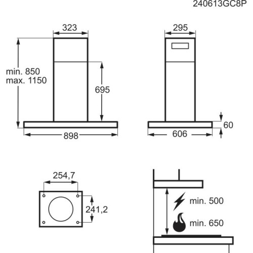 AEG Απορροφητήρας Νησίδα GI87D91CB 90cm