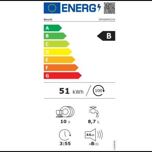Bosch Ελεύθερο Πλυντήριο Πιάτων SPS6EMI21E για 10 Σερβίτσια Υ84,5xΠ45εκ.
