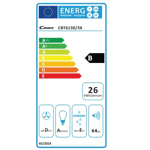 Candy Απορροφητήρας Συρόμενος CBT6130/3X 60cm Inox