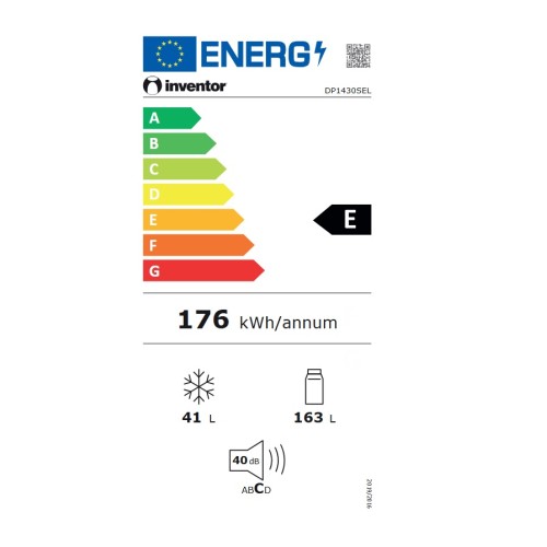 Inventor Ψυγείο Δίπορτο DP1430SEL 204lt Υ143xΠ55xΒ55εκ. Ασημί