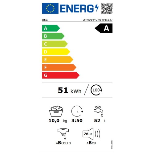 AEG Πλυντήριο ρούχων LFR6D144G 10kg 1400Rpm