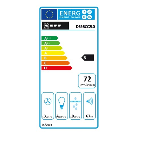 Neff Απορροφητήρας Τζάκι D65BCC2L0 60cm Metal Look