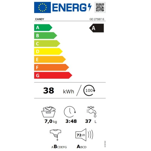 Candy Πλυντήριο Ρούχων GD 27SB7-S (7kg 1200rpm Α)