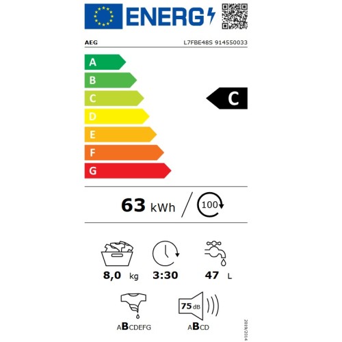 AEG Πλυντήριο Ρούχων L7FE48SI (8kg 1400Rpm)