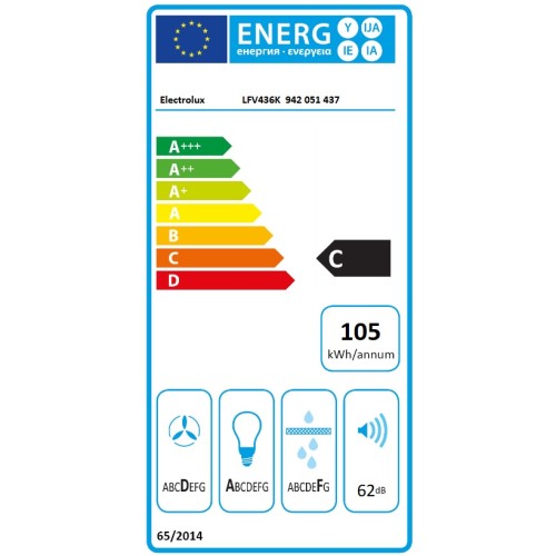 Electrolux Απορροφητήρας Καμινάδα LFV436K 60cm Μαύρος