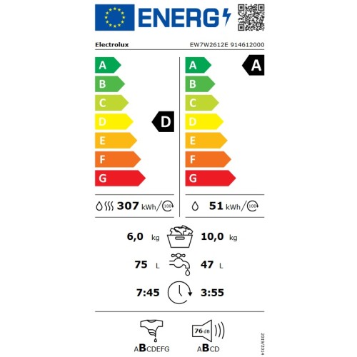 Electrolux Πλυντήριο-Στεγνωτήριο EW7W2612E (10kg/6kg 1600rpm)