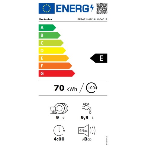Electrolux Εντοιχιζόμενο Πλυντήριο Πιάτων EES42210IX για 9 Σερβίτσια Π44,6xY81,8εκ.