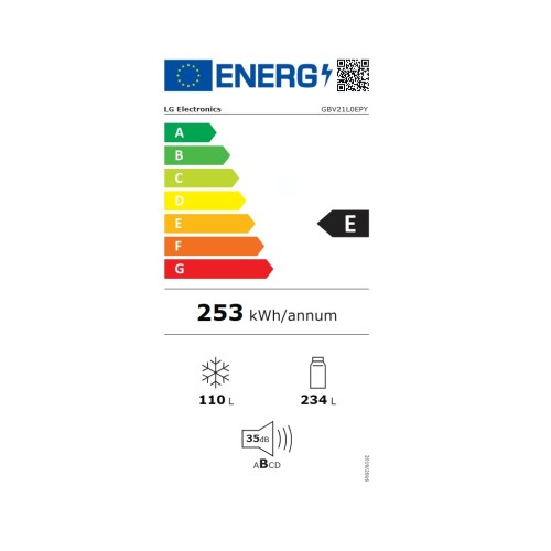 LG Ψυγειοκαταψύκτης GBV21L0EPY 344lt Total NoFrost Υ186xΠ59.5xΒ68.2εκ. Inox