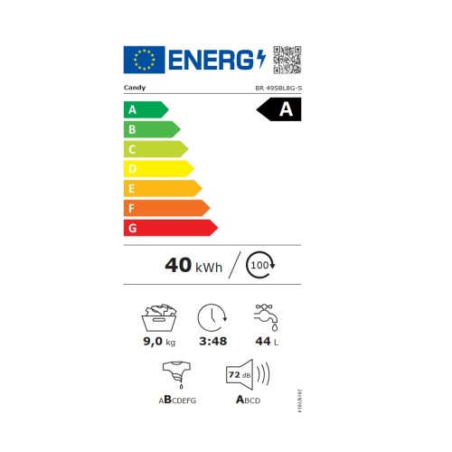 Candy Πλυντήριο Ρούχων BR 49SBL8G-S (9kg 1400rpm Α) Anthracite