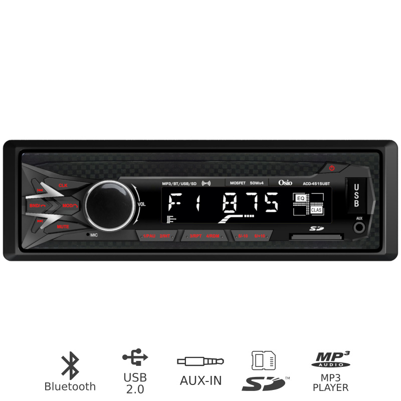 Osio Car Audio ACO-4515UBT με Bluetooth, κάρτα SD και Aux-In