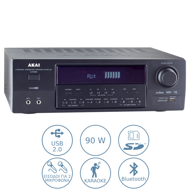 Akai Ραδιοενισχυτής Karaoke με Bluetooth και USB AS110RA-320BT