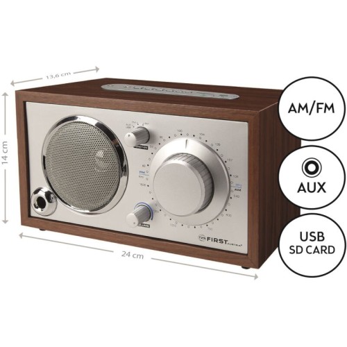 First Austria First Austria FA-1907-2 Αναλογικό ραδιόφωνο με USB, κάρτα SD και Aux-In - 19983-0049