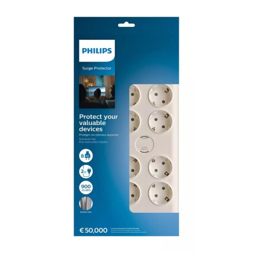 Philips Πολύπριζο Ασφαλείας SPN7080WA/GRS (1150100-0004) 8 θέσεων
