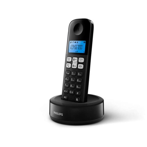 Philips Philips D1611B/GRS Μαύρο (Ελληνικό Μενού) Ασύρματο τηλέφωνο ανοιχτή ακρόαση, φωτιζόμενη οθόνη και 50 μνήμες