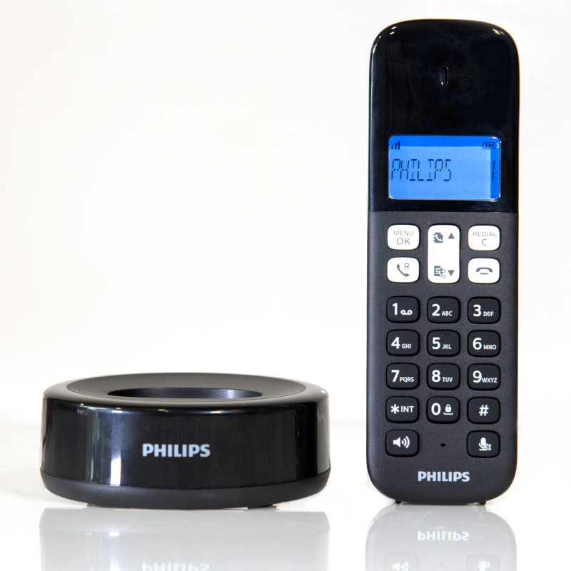 Philips Philips D1611B/GRS Μαύρο (Ελληνικό Μενού) Ασύρματο τηλέφωνο ανοιχτή ακρόαση, φωτιζόμενη οθόνη και 50 μνήμες