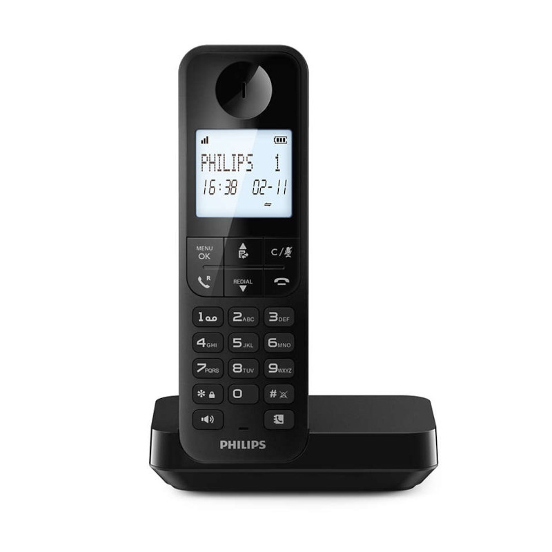 Philips Ασύρματο Τηλέφωνο D2701B/GRS (115087-0025) Μαύρο
