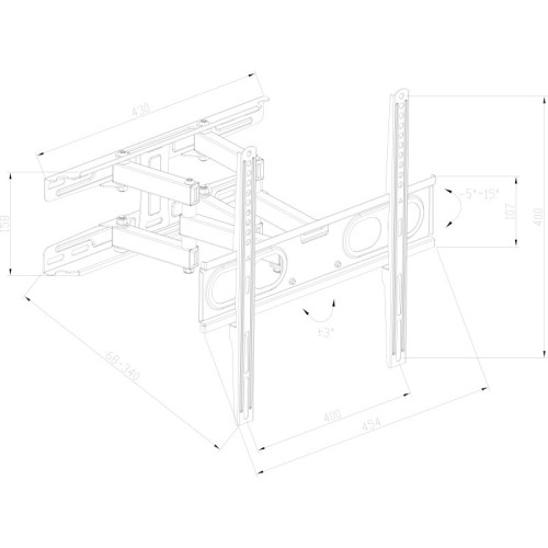 Osio Βάση TV Τοίχου OSM-5870 για 32″ - 70″ (VESA 600 x 400)