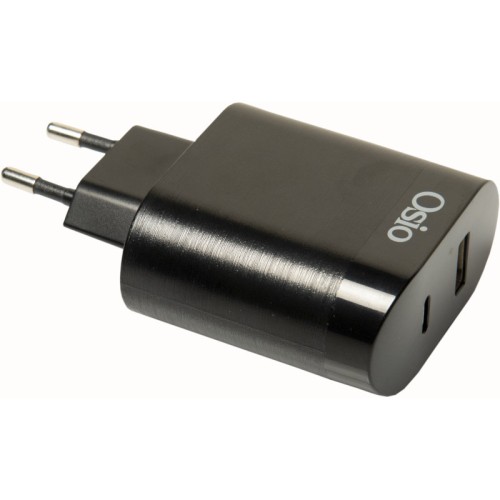Osio Φορτιστής Ρεύματος OTU-5904B με USB Type-C και USB Type-A 18W (194305-0003) Μαύρος
