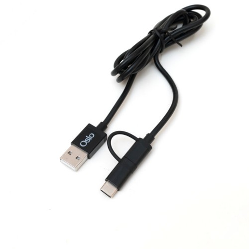 Osio Καλώδιο OTU-495B USB σε Micro USB & USB TYPE C με Αντάπτορα 1m Μαύρο (194302-0002)