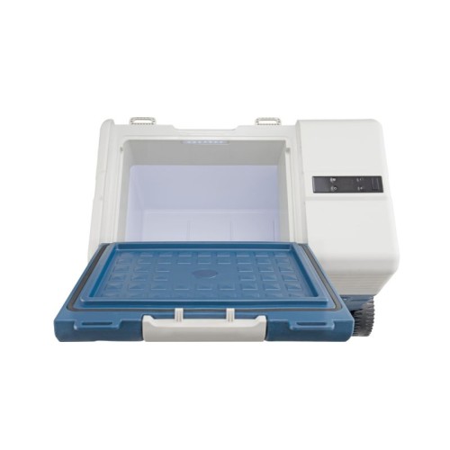 First Austria First Austria FA-5171-1 Τροχήλατο μπλε φορητό ηλεκτρικό ψυγείο θερμαντήρας με συμπιεστή, Bluetooth, USB-Out και οθόνη LED 230V/12V-52L καθαρά