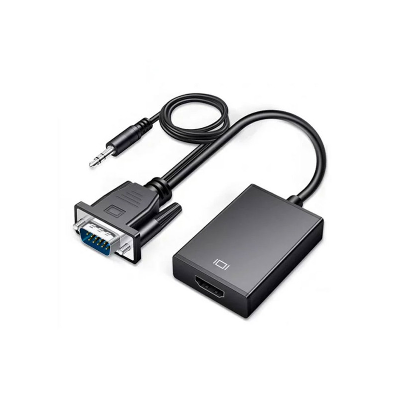 NSP  Μετατροπέας N15 Μαύρος (8336560) 3.5mm VGA αρσενικό σε HDMI θηλυκή θύρα 1920x1080