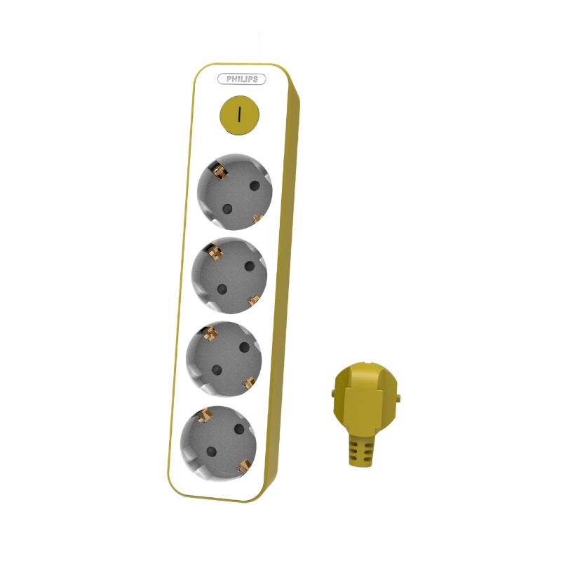 Philips Πολύπριζο 4 θέσεων CHP2145Y/GRS με προστασία και καλώδιο 1.5m Κίτρινο