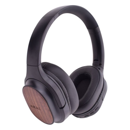 Akai Ακούστικα ασύρματα over ear  BTH-W150ANC Bluetooth αναδιπλούμενα bamboo με ΑNC, NTC, handsfree και Hifi Stereo Sound