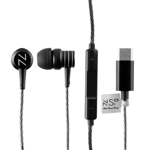 NSP  Ακουστικά RIPPLY HN28 Στέρεο UNIVERSAL Μαύρο HandsFree με βύσμα 3.5mm On/Off Type-C 1.2m