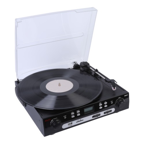 Akai Πικάπ ATT-15C  με Bluetooth, USB, SD, CD, AM/FM, AUX, REC, ενσωματωμένα ηχεία και προστατευτικό κάλυμμα