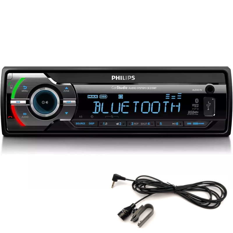 Philips Car Audio ΣΕΤ CE13/235BT/GRS MIC με Bluetooth και εξ. μικρόφωνο, USB, κάρτα SD και Aux-In 4 x 50W