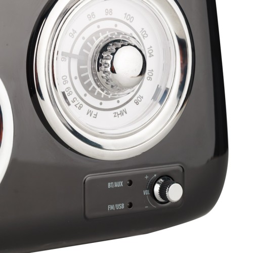 Osio OPR-3040B Μαύρο Ρετρό φορητό αναλογικό ραδιόφωνο με Bluetooth, AUX, USB, FM και subwoofer - 24W