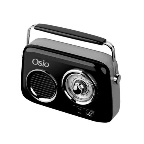 Osio OPR-3040B Μαύρο Ρετρό φορητό αναλογικό ραδιόφωνο με Bluetooth, AUX, USB, FM και subwoofer - 24W
