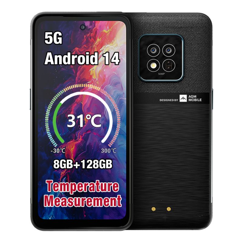 AGM Smartphone 5G, X6 Μαύρο Smart αδιάβροχο, 8πύρηνο, ανθεκτικό σε πτώση IP68/69Κ (8GB/128GB), Android 14 με Bluetooth, USB, SD, NFC, GPS, Dual SIM, Camera, οθόνη 6.78