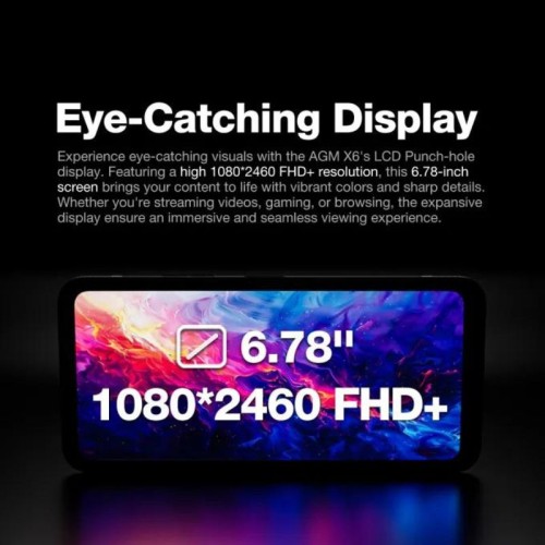 AGM Smartphone 5G, X6 Phantom Smart αδιάβροχο, 8πύρηνο, ανθεκτικό σε πτώση IP68/69Κ (8GB/128GB), Android 14 με Bluetooth, USB, SD, NFC, GPS, Dual SIM, Camera, οθόνη 6.78