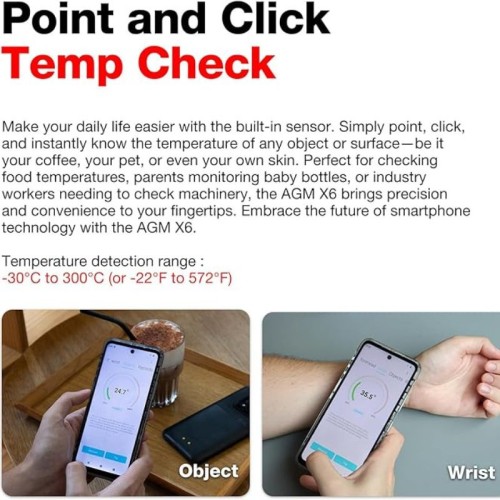 AGM Smartphone 5G, X6 Phantom Smart αδιάβροχο, 8πύρηνο, ανθεκτικό σε πτώση IP68/69Κ (8GB/128GB), Android 14 με Bluetooth, USB, SD, NFC, GPS, Dual SIM, Camera, οθόνη 6.78