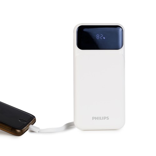 Philips Power bank DLP1922CW/GRS Λευκό με γρήγορη φόρτιση, 2x USB-C, USB-A και ενσωματωμένα καλώδια φόρτισης USB-C, USB-A και lightning