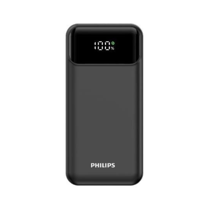 Philips Power bank DLP1922CB/GRS Μαύρο με γρήγορη φόρτιση, 2x USB-C, USB-A και ενσωματωμένα καλώδια φόρτισης USB-C, USB-A και lightning