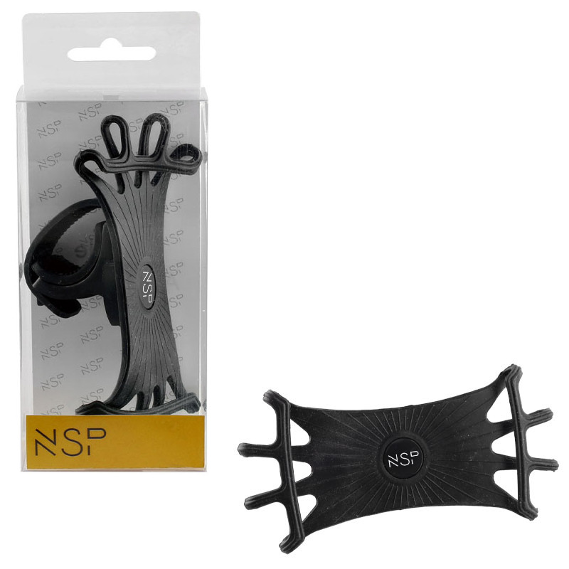 NSP  Βάση στήριξης Universal Μαύρη σιλικόνης (8253447) για  κινητά/GPS σε ποδήλατο/μηχανή 360°, 4.0