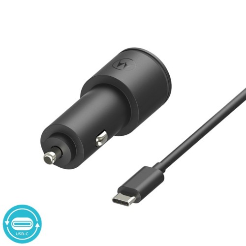 Motorola Ταχυφορτιστής αυτοκινήτου SJV102 Μαύρος με 2xUSB Τype-C PD 2.0, Τype-A QC 3.0 και καλώδιο 1μ. Type-C σε Type-C-45W