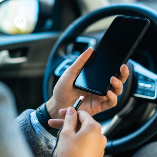 Motorola Ταχυφορτιστής αυτοκινήτου SJV102 Μαύρος με 2xUSB Τype-C PD 2.0, Τype-A QC 3.0 και καλώδιο 1μ. Type-C σε Type-C-45W