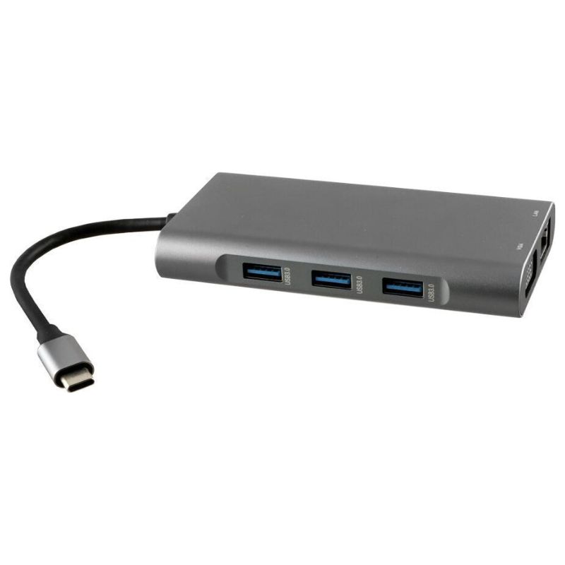 NSP  Hub 10 σε 1 N17 USB-C  (8340277) Type-C σε VGA με Audio, RJ45, PD, SDXC/SD 3.0, 3 USB 3.0, HDMI 4K